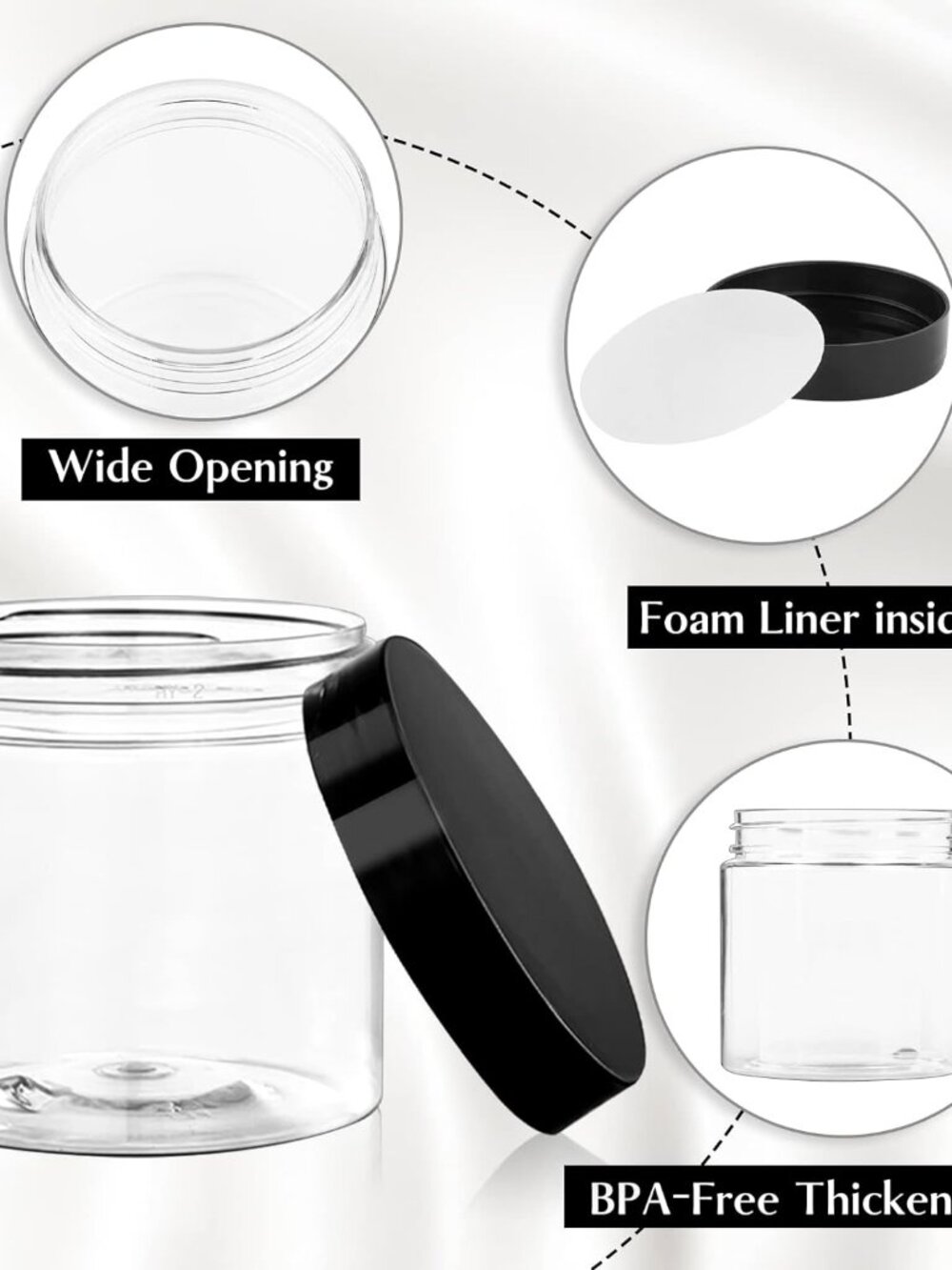 4 Oz Plastic Container Jars with Lids BPA Free, Empty Round Clear Cosmetic Conta - Picture 4 of 7